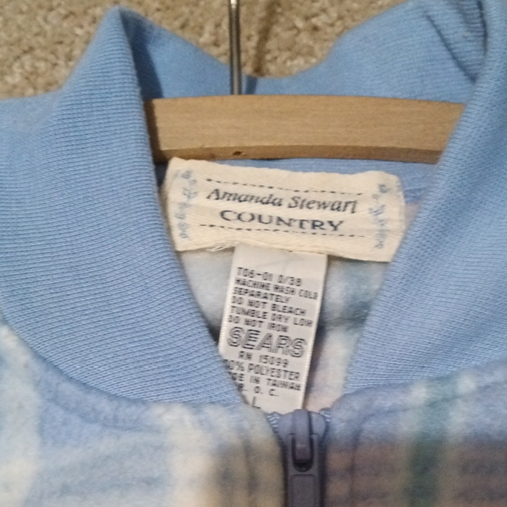 Vintage Amanda Stewart Country Blue And Pink Plaid Full Zipper Robe
